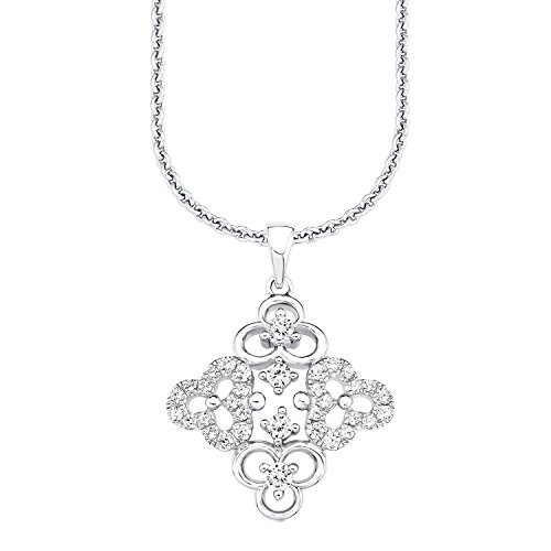 s.Oliver Damen-Kette mit Anhänger Blumen 925 Silber rhodiniert Zirkonia weiß 45 cm - 523431