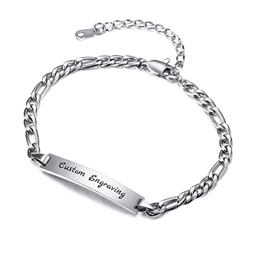 MunkiMix Personalisierte Armbänder Gravur Namens/Datum Edelstahl Armreif mit Herz Anhänger Verstellbares Kette Schmuck Geschenke für Frauen Freundin Beste Freunde (Silber)