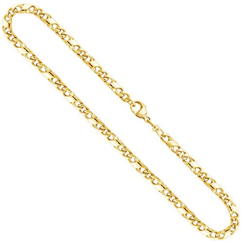 EDELIND Goldkette Herren Echtgold 4.9 mm, Dollarkette 585 aus Gelbgold, Kette Gold mit Stempel, Halskette mit Karabinerverschluss, Länge 100 cm, Gewicht ca. 71.8 g, Made in Germany