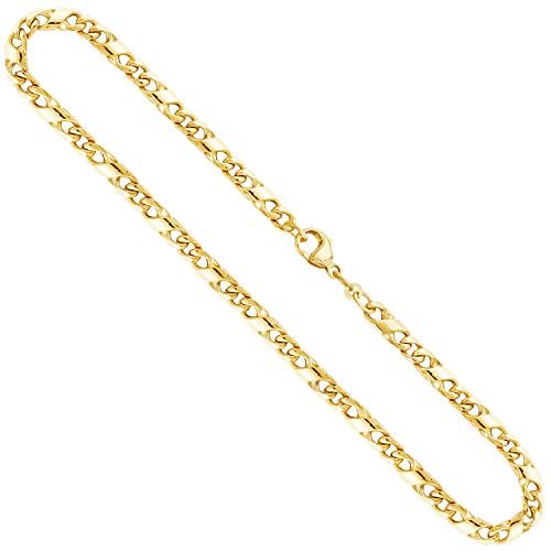 EDELIND Goldkette Herren Echtgold 4.9 mm, Dollarkette 585 aus Gelbgold, Kette Gold mit Stempel, Halskette mit Karabinerverschluss, Länge 55 cm, Gewicht ca. 39.5 g, Made in Germany