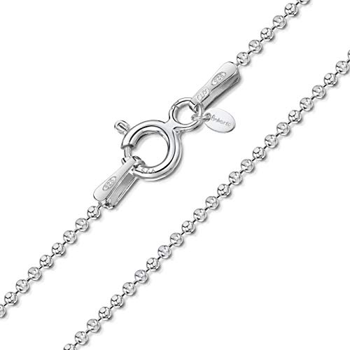 Amberta 925 Sterling Silber 1,1 mm Kugelkette für Damen und Männer | Silber Kette Damen 925 für herren und Damen | Hundemarke Kette Herren Silber | Halskette Damen Silber 925: 90 cm
