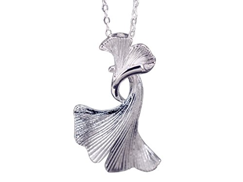 NicoWerk Silberkette mit Anhänger Ginkgo-Blatt Ginko Blatt Natur Halskette Damen 925 Silber Kette Schmuck Sterling SKE235