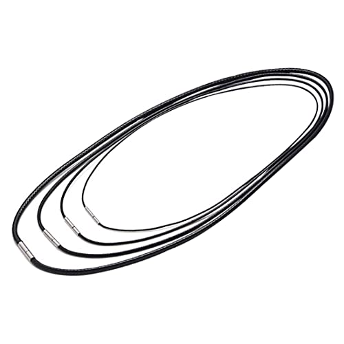 PLABBDPL 4st Kunstleder Halskette/Armband Schwarz geflochten Lederkette Lederband mit Verschluss aus Edelstahl,schwarze Kordel von 3 mm für Anhänger（40/45/50/55CM）