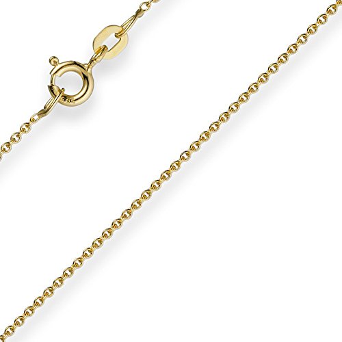 1,1mm Rund-Ankerkette Kette Collier, 585 Gold Gelbgold Goldkette, 80cm