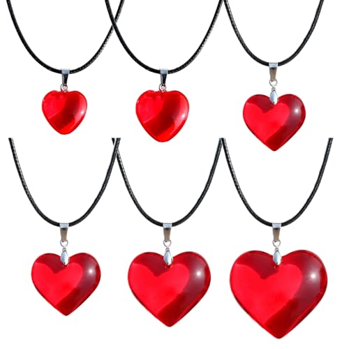 [Uitndvyte] 6 Stück Herz Charme Choker Halskette Verstellbare Lederkette Einzigartiges Halsschmuck für Verabredungen und Partys