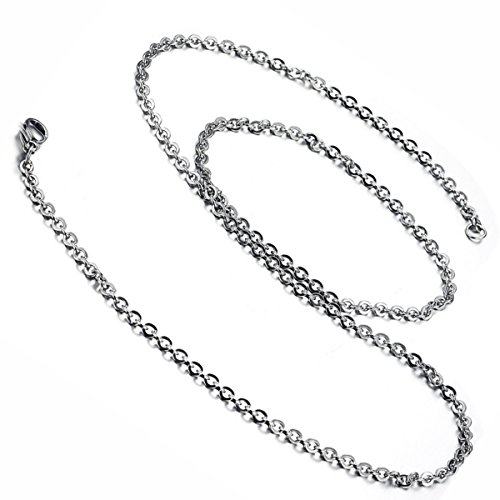 Flongo Ersatzkette Halskette Edelstahlkette Damenkette Herrenkette Silberkette Drahtseil O Kette Bindeglied Silber Damen 45cm