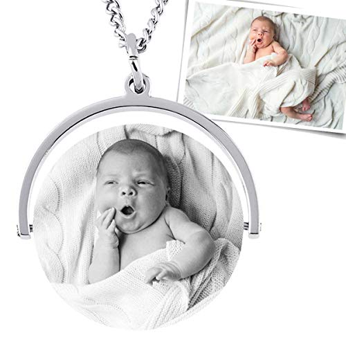 Anhänger mit Foto Gravur Damenanhänger Kette Bild Gravur - inkl. Fotogravur Bildgravur - Edelstahl AH440bi - mit AMAZON KONFIGURATOR direkt online gestalten !