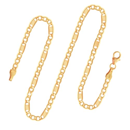 EDELIND 585 Gold Kette Herren 3.5 mm Länge 45cm Fantasiekette Gelbgold Halskette Goldkette Echtgold Stempel inkl Schmuck Geschenk Box Made in Germany