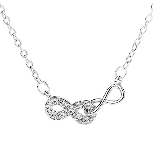 Allgut Infinity Kette Damen, 925 Sterling Silber Zirkonia Unendlichkeitszeichen Anhänger Halskette Mädchen Kette mit Anhänger