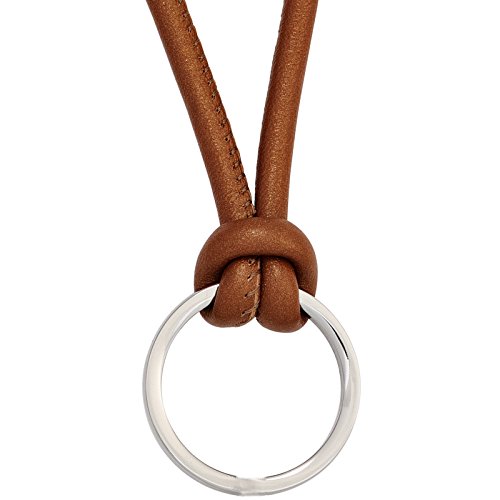 Jobo Damen Collier Halskette Leder braun mit Ring aus Edelstahl 45 cm Kette Lederkette