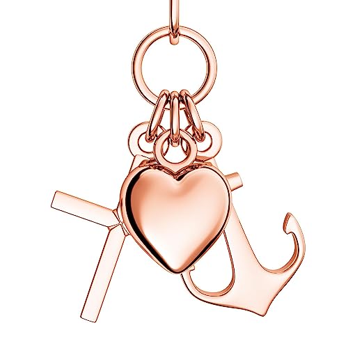 Herzkette Rosegold (Silber 925 hochwertig vergoldet) Liebe Glaube Hoffnung Kette Anhänger Schmuck Anker Kreuz Damen Herzanhänger Herzchenkette Halskette Herz Frau Frauen Freundin FF390VGRS45