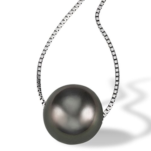 Goldmaid Damen-Halskette 375 Weißgold 1 Tahiti Perle Kettenanhänger schwarze Perlenkette