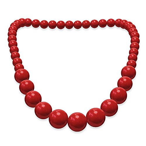 SoulCats Perlenkette Acryl rot schwarz weiß Perlen Halskette Kette, Farbe: rot