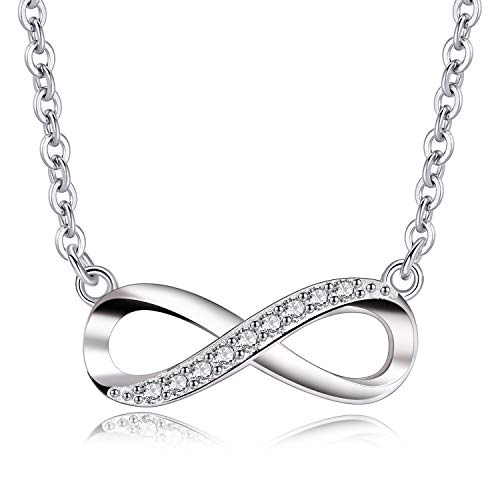 Bo&Pao Infinity Kette Damen 925 Sterling Silber, 45 cm Silber Unendlich Kette mit Unendlichkeitszeichen