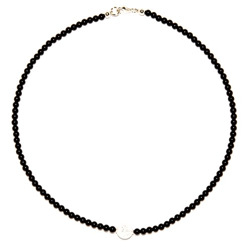 Onyx Schmuck (Halskette) Onyx Kette mit Bergkristall Kugel Verschluss 925er Sterling-Silber Modellnummer 4023