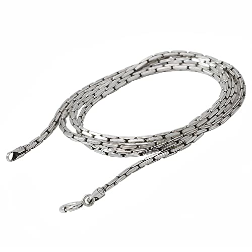 ForFox Vintage Echt 925 Sterling Silber Bambuskette Halskette Silberkette ohne Anhänger für Herren Damen 1.5mm 60cm