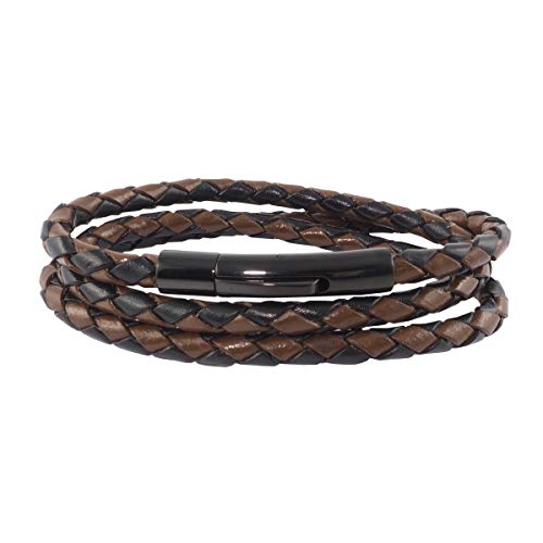 König Design Lederkette Lederband Leder-Armband 6 mm Herren Halskette Schwarz Braun 100 cm lang mit Hebeldruck-Verschluss Schwarz geflochten