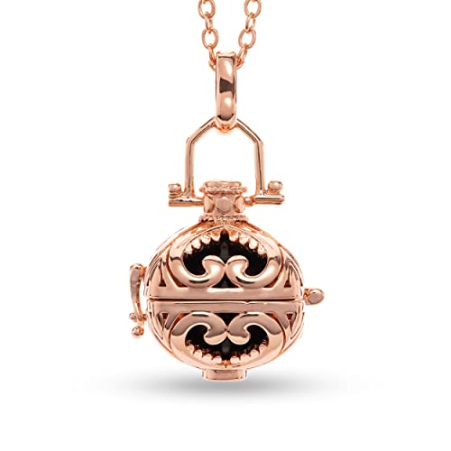 Pick Your Angel PYA Herzgeflüster Engelsrufer Kette mit Anhänger und Klangkugel aus 18k Roségold 45cm Spiritueller Damen Schmuck aus 18k Rose Gold Kettenanhänger und Schutzengel- Halskette.