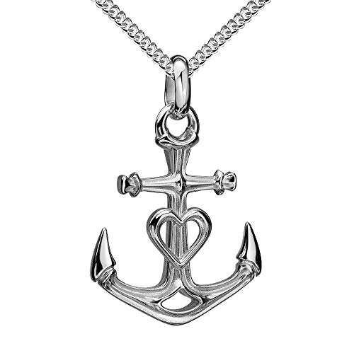 JEVELION Silberkette Anker Maritim 925 Sterlingsilber für Damen Mit Kette Länge 60 cm