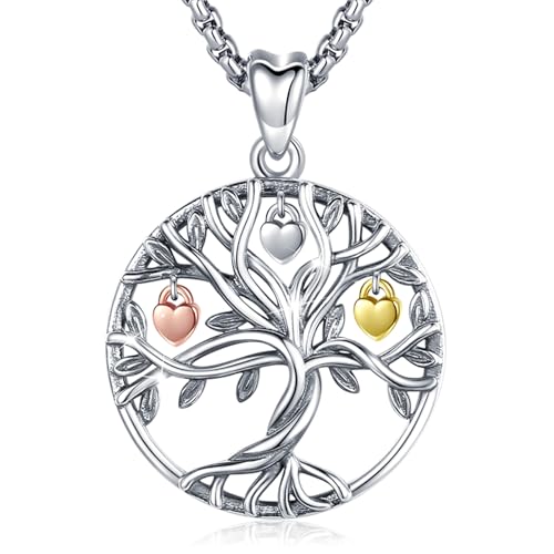 Eusense Kette Lebensbaum 925 Silber Baum des Lebens Anhänger Halskette Schmuck für Damen Mädchen