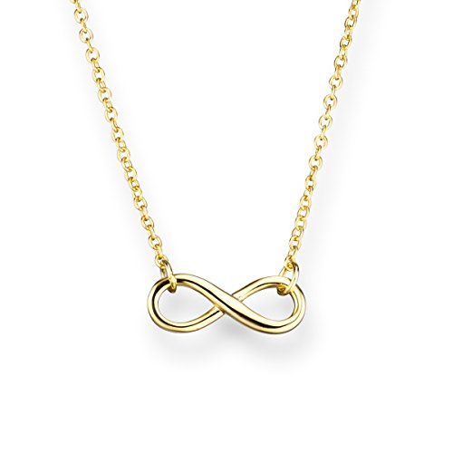 Glanzstücke München Damen-Halskette Infinity Sterling Silber gelbvergoldet 40 + 5 cm - Silberkette mit Unendlichkeit Zeichen Kette mit Anhänger Unendlichkeitssymbol