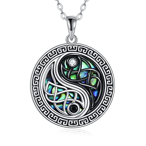 CUPENDA Yin Yang Halsketten Sterling Silber Keltischer Knoten Yin Yang BFF Anhänger Halskette Taichi Schmuck Geschenke für Frauen Männer
