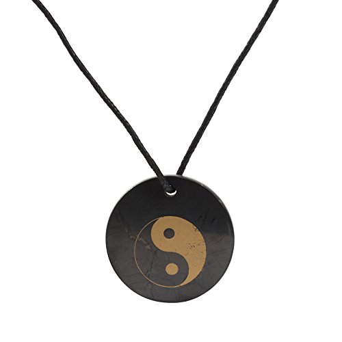 Heka Naturals Shungit Kristall Halskette Anhänger | Heilkristalle & Chakra Halskette - Edelsteinschmuck für Männer & Frauen - Spirituelle und freudige Geschenke (Yin Yang)