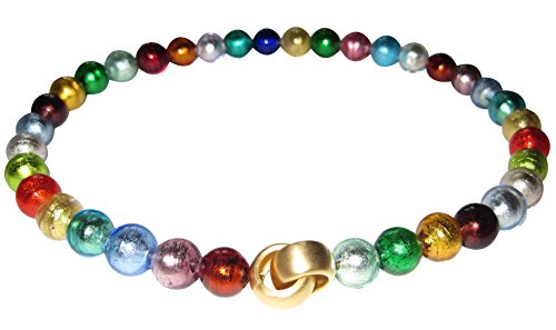 Goldschmiede-Arbeit kostbar stilvoll Murano-Kette Collier Perlen Handarbeit echtes Murano-Glas Klapp-Schließe Sterling-Silber gold-plattiert 585