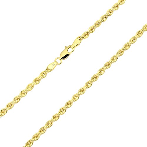 14 Karat / 585 Gold Kordelkette Gelbgold Unisex Kette - 3 mm. Breit - Länge wählbar (45)