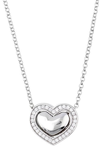 Esprit Damen-Kette heart in heart 925 Sterlingsilber 32 Zirkonia farblos 42-45cm ESNL92044A420
