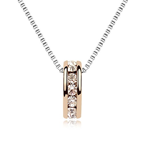 Quadiva C! Damen Halskette Kette mit Anhänger Ring (Farbe: weißgold/Rosegold) verziert mit funkelnden Kristallen von Swarovski®