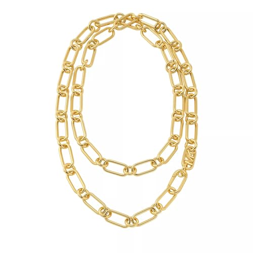Michael Kors Premium MK Statement Link 14K vergoldete Empire-Ketten-Doppelschicht-Halskette für Damen, MKJ827200710