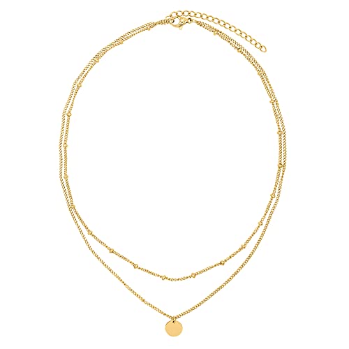Heideman Halskette Amory Damen - aus hochwertigem Edelstahl - silber gold farbend - Layering Kette mit Anhänger für Frauen - 35cm lang mit Verlängerungskettchen