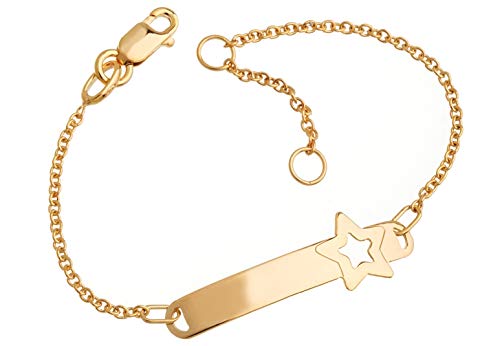 Silberketten-Store Kinder/Baby ID-Armand Star Taufarmband 375 Gold Länge von 12-16cm inklusive Gravur