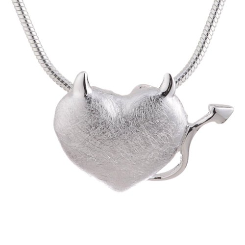 Vinani Anhänger Herz Teufel gebürstet mit Schlangenkette 42 cm Sterling Silber 925 Kette Italien AHT-S42