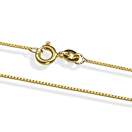 PRINS JEWELS 14 Karat / 585 Gold Italienisch Venezianer Box Kette Gelbgold Unisex - Breite 1 mm - verschiedene Längen (45)