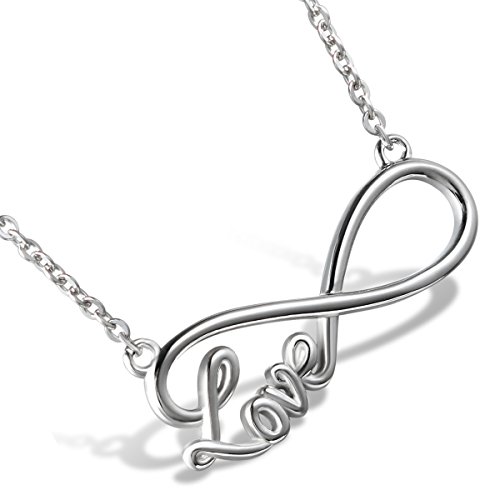 Cupimatch Infinity Unendlichkeitszeichen Halskette Damen Edelstahl Love Liebe Anhänger mit Kette Silber