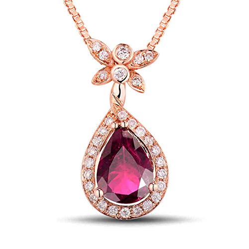 Bishilin Halskette Anhänger Rotgold 750, Damen Kette Diamant Rosegold für Charms Schmetterling Tropfen mit 0.8ct Turmaline
