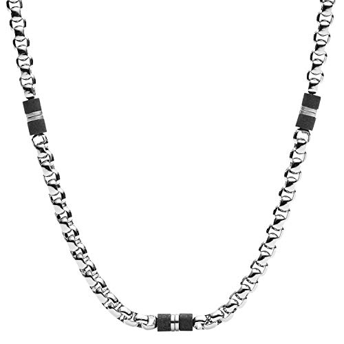 Fossil Halskette Für Männer Kleid, Länge: 450mm + 50mm Silber Edelstahl Halskette, JF03314040