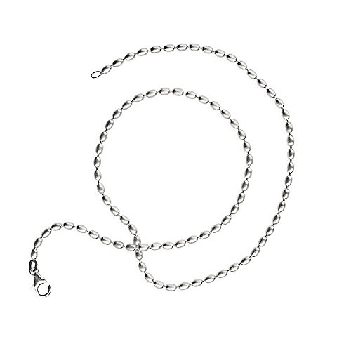Drachenfels Olivekette in Echtsilber | Olive-Kette für Anhänger | Halskette aus 925 Sterling Silber | Karabinerverschluss | Länge 42 cm, Ø 3 mm