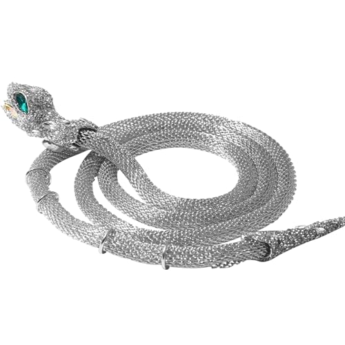 JewelryWe Schlangen Armband Halskette Damen: Silber Flexibel Biegbar Schlangenkette Taillenkette Halsband Wickelarmband Verdrehbar Einstellbar Geschichtete Choker Kette Manschette Armreif für Frau