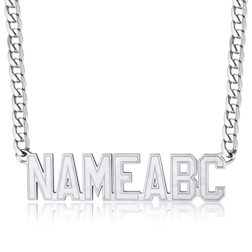 GoldChic Personalisierte Namenskette Edelstahl Herren Damen Halskette mit Eigenem Namen Gravur Mode Allgemeine Namen Halskette 76cm lang Herren Silberkette