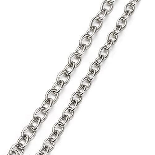 Gualiy Halsketten Edelstahl, Kabelkette Halskette 4mm Breite, Silber Kette Ohne Anhänger 70 cm Lang