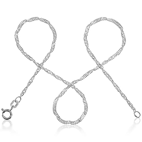 modabilé Singapurkette Damen Halskette aus 925 Sterling Silber (90cm 1,8mm breit) Silberkette ohne Anhänger Silberne Kette für Frauen Kurz Schlicht