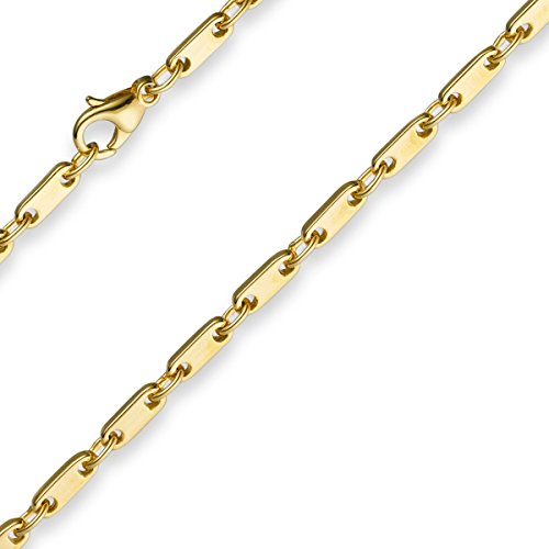 3mm Kette Collier Plattenkette aus 585 Gold Gelbgold 50cm, Goldkette