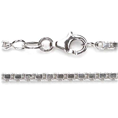 Drachensilber rhodinierte Silberkette 2 mm Stärke Kette Venezia aus 925 Silber, eckiges Profil, Länge 50cm, hochwertige Halskette mit Karabinerverschluss