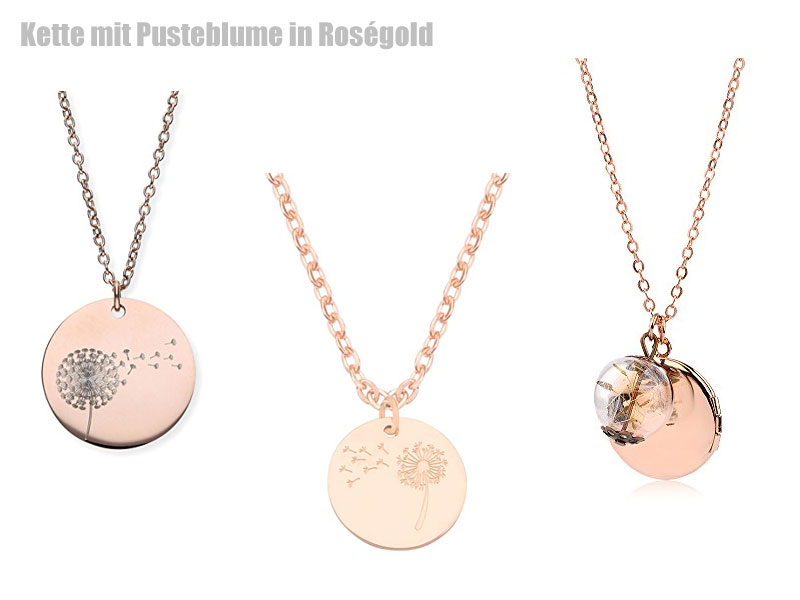 Kette mit Pusteblume mit Roségold